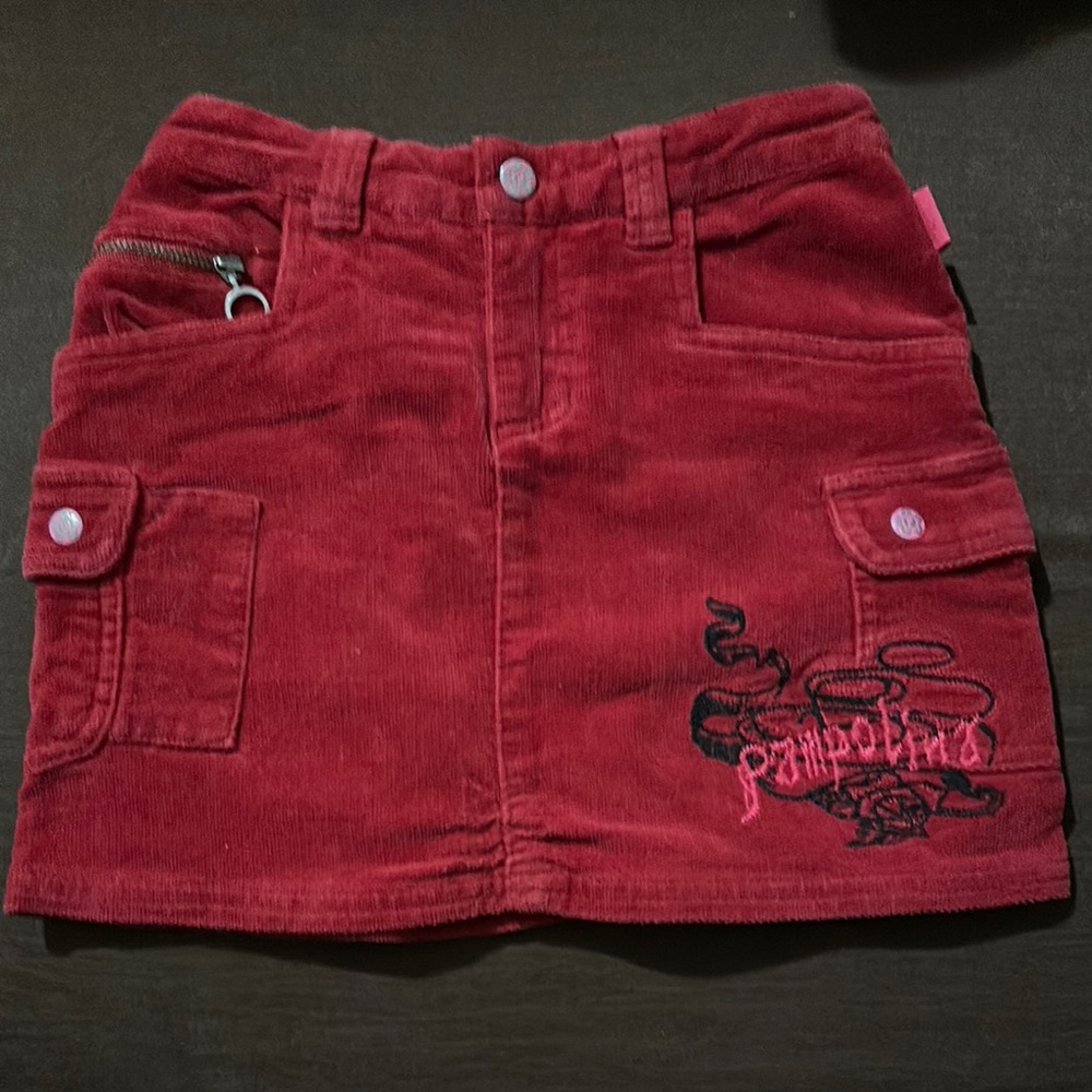 Pampolina European Luxury Brand Red Corduroy Girls Skirt size 6